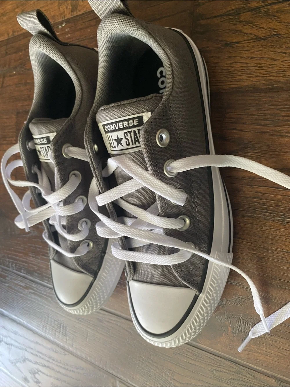 Converse Kids Gray Canvas Low-Top Sneakers with White Laces